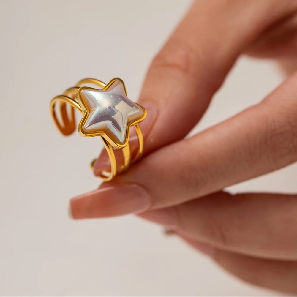 ◾️18k Gold Plated Mermaid Star open Ring